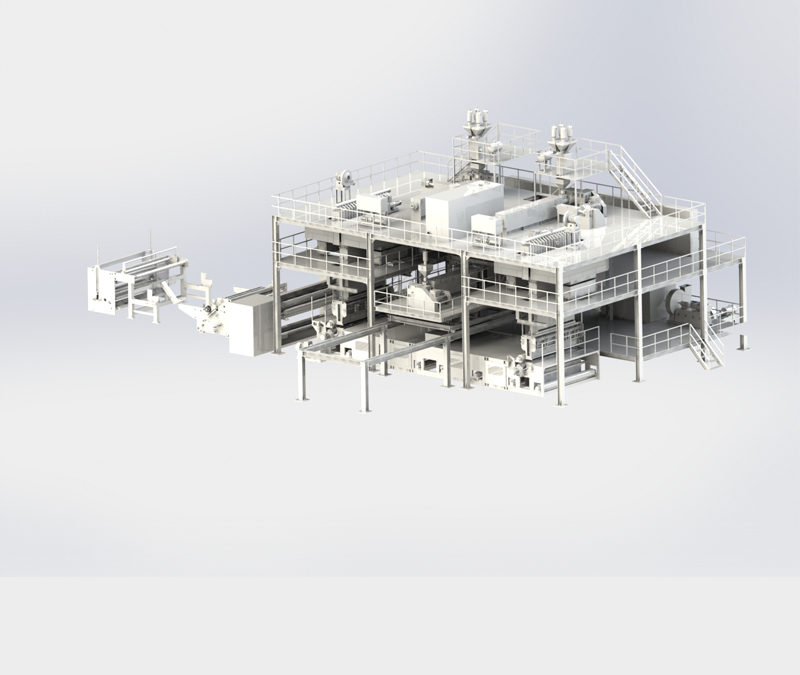 PP Polypropylene Spun Melt Non woven Fabric Making Machine Three Beam Double S 1.6/2.4/3.2M